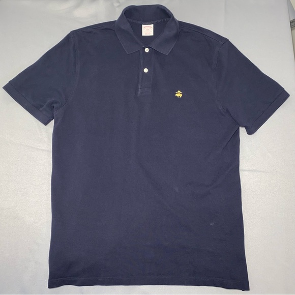 Brooks Brothers 1818 Polo Short Sleeve Button Shirt Men’s L Blue Solid - Picture 1 of 8